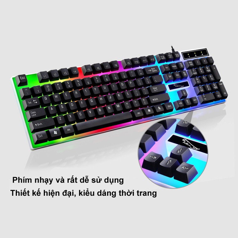 Bàn Phím Gaming Kèm Chuột Máy Tính Laptop Macbook Con Báo G21 PRO Đèn LED 7 Màu Siêu Nét