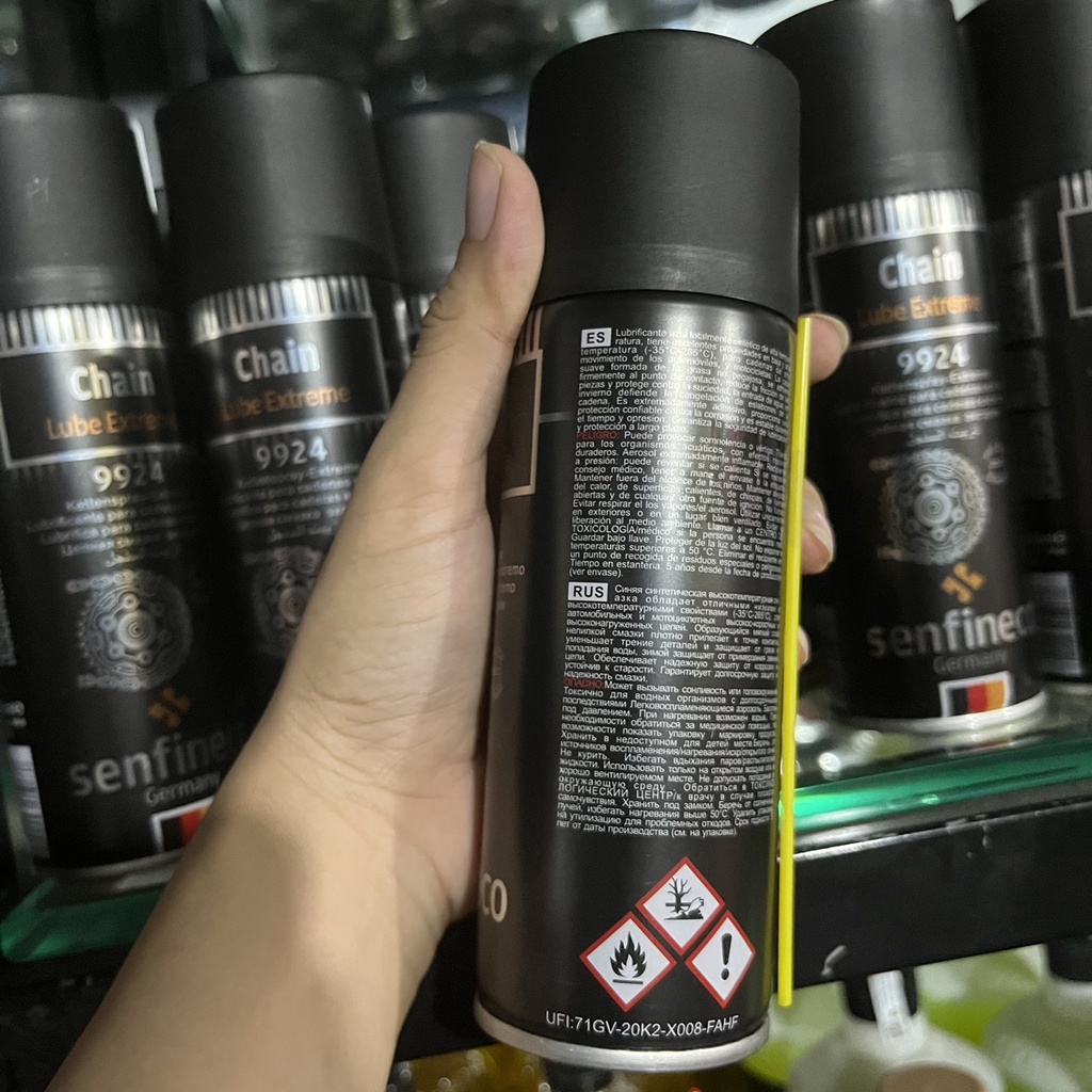 Chai Xịt Dưỡng Sên Senfineco Chain Lub Extreme 9924, Dưỡng Sên 9924 Chống Văng