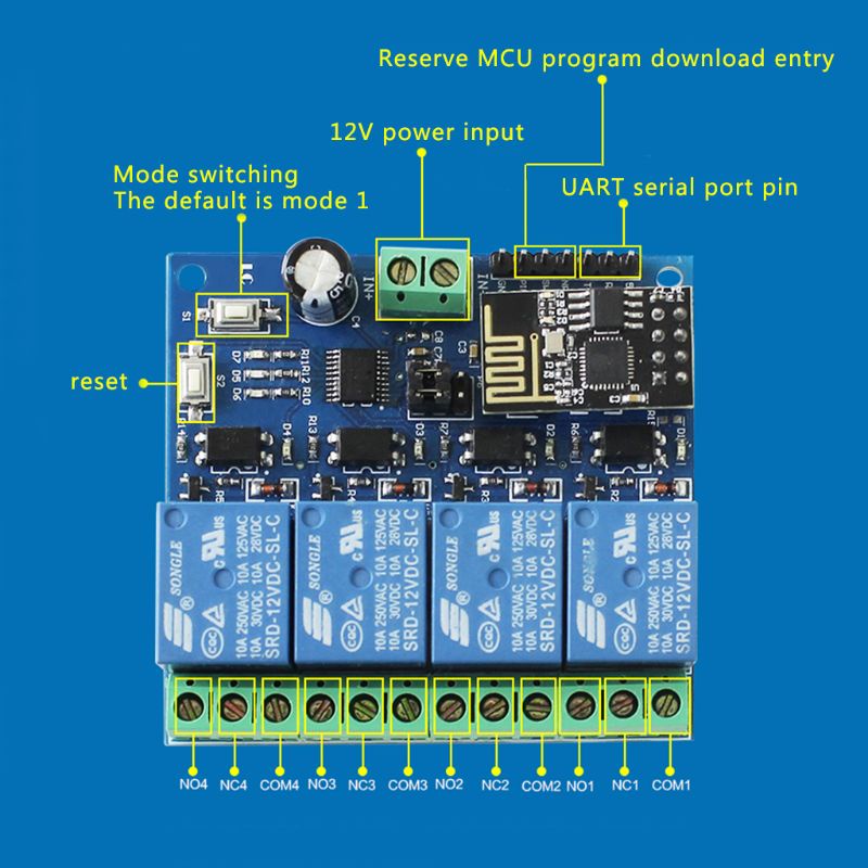 Mô-Đun Rơ Le Thông Minh Rox Dc 12v Esp8266 &amp; Esp-01