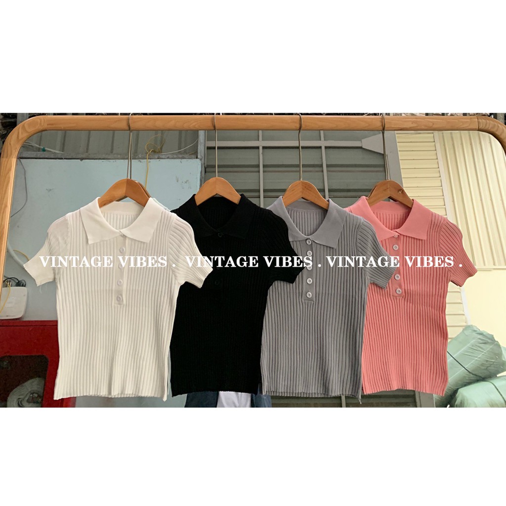 Áo babydoll polo len đan phối cúc Ulzzang (hàng QC) - Ảnh thật | WebRaoVat - webraovat.net.vn