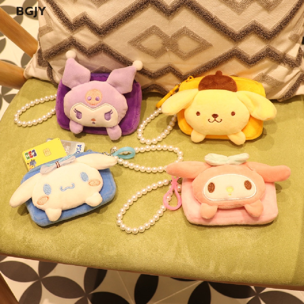 BGJY Plush Coin Purse with Pearl Lanyard Cute Earphone Storage Bag Girl Gift NEW
