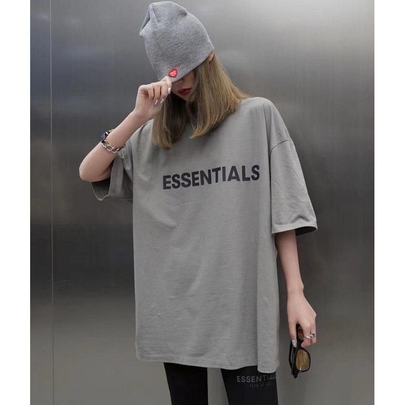 FEAR OF GOD FOG double-line ESSENTIALS three-dimensional plastic label short-sleeved high street tide brand couple T-shirt