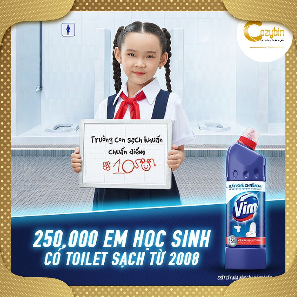 Vim bồn cầu 880ml nước tẩy rửa nhà vệ sinh cực mạnh chính hãng CozyBin