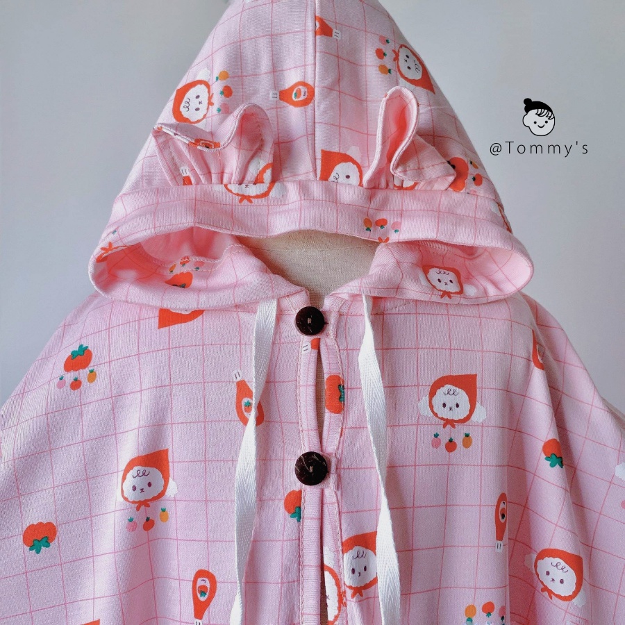 Áo choàng nền hồng cho bé gái chất liệu thun cotton PC xuất Hàn