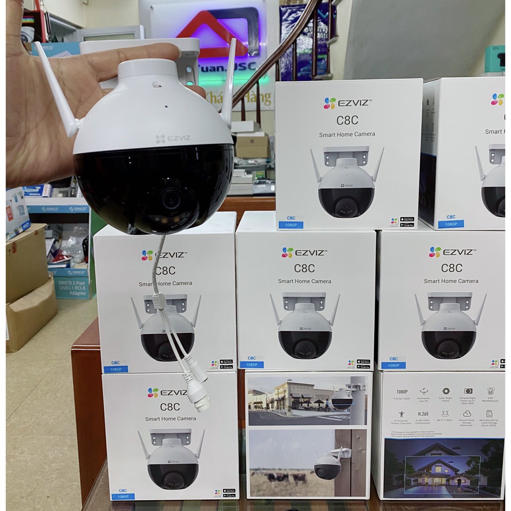 Camera IP Wifi ngoài trời Ezviz C8C Full HD 1080p Xoay 360, có màu ban đêm, tích hợp míc - Hàng chính hãng