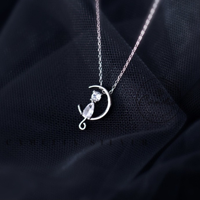 Dây chuyền bạc 925 Moon Cat
