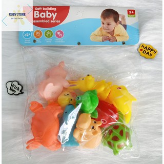 COMBO 10 THÚ CHÍT CÁ SẤU, THỎ, TÊ GIÁC,...LOẠI 6CM (Nhựa PVC cao cấp)