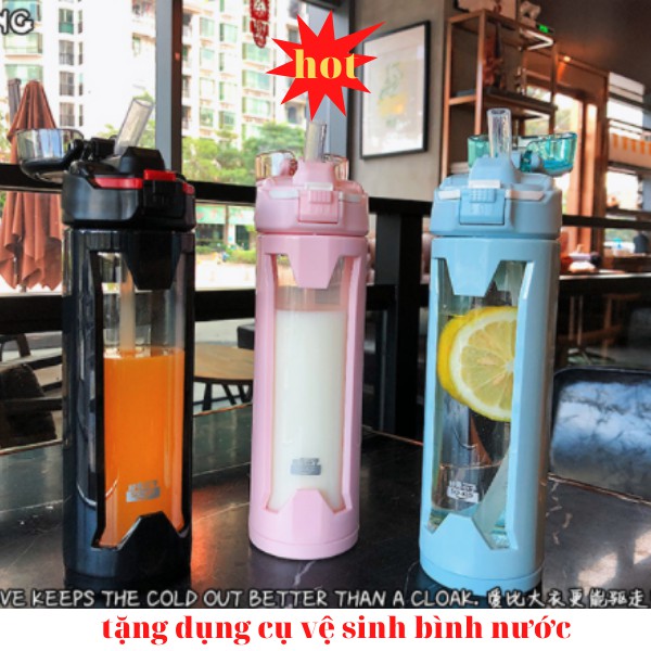 Bình nước bình nước THỂ THAO CAO CẤP 450ML CÓ ỐNG HÚT