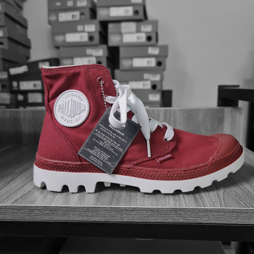 Mẫu giày Palladium chính hãng Nam vải đỏ đế trắng
