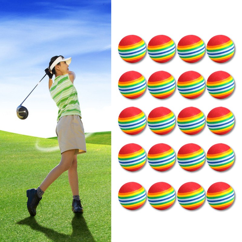 Set 20 Bóng Golf Bằng Xốp Họa Tiết Kẻ Sọc Nhiều Màu Sắc