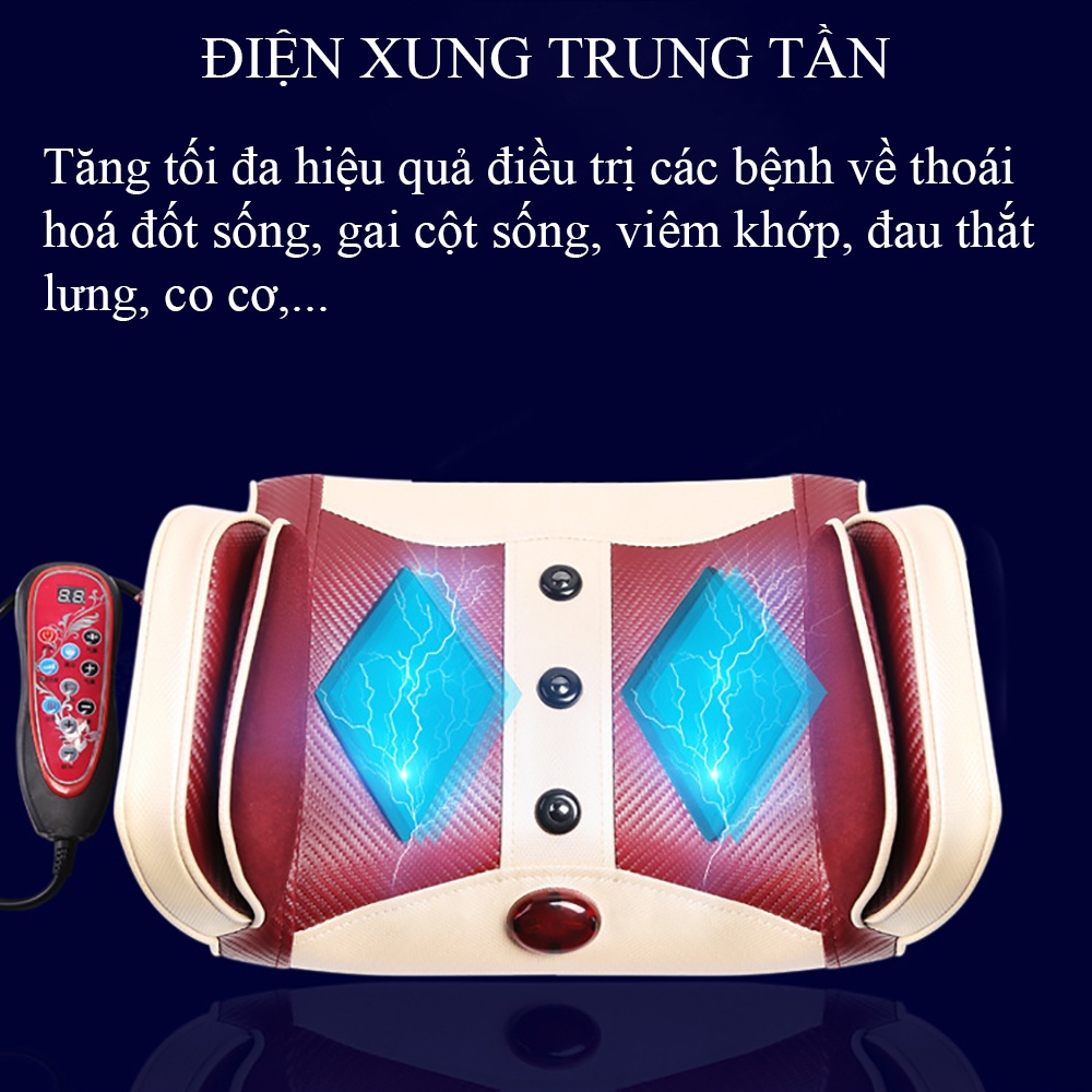 Máy massage lưng, hông, eo đa năng cao cấp rung, túi khí, xung điện hỗ trợ giảm đau mát xa lưng, thắt lưng, cột sống.