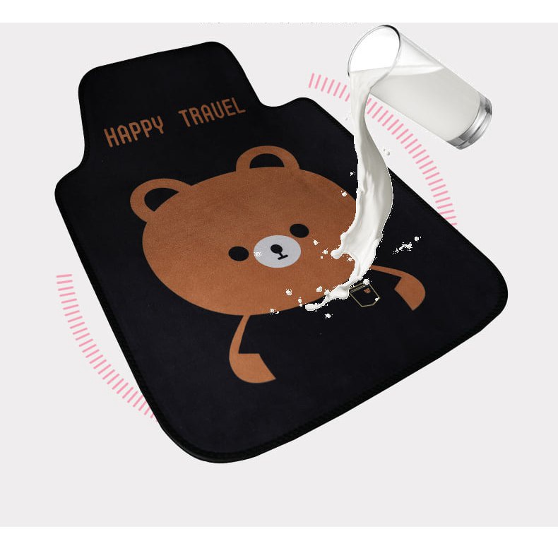 THẢM LÓT SÀN XE HƠI HÌNH GẤU BROWN LINE FRIEND DỄ THƯƠNG
