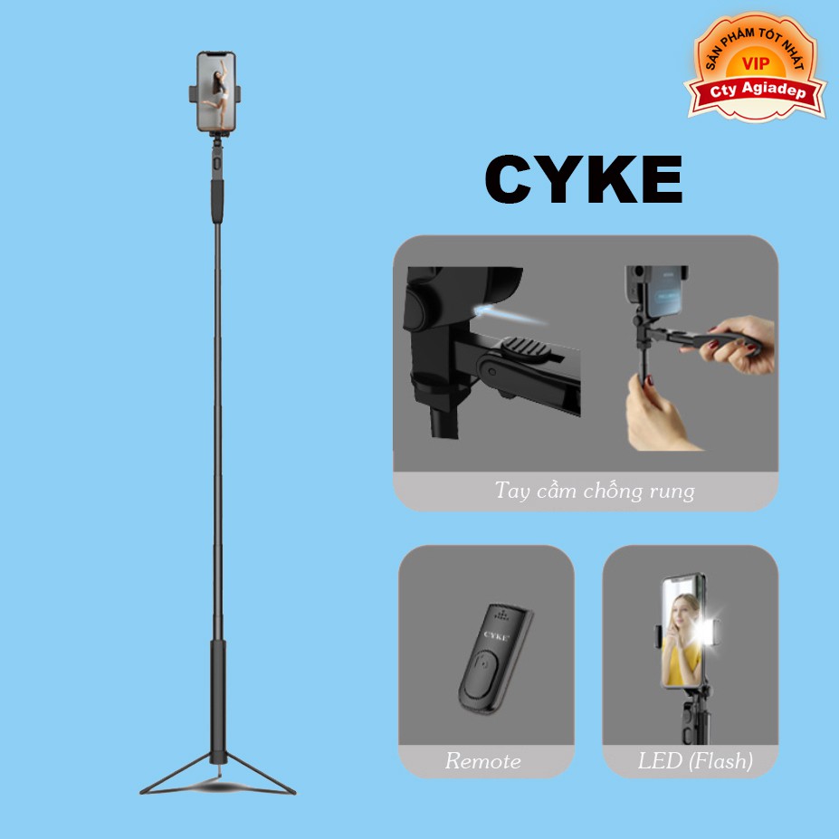 Gậy chụp hình dài Siêu xịn, Siêu chắc, Có Gimbal Chống rung, Gậy tự sướng selfie livestream tripod - CYKE21s