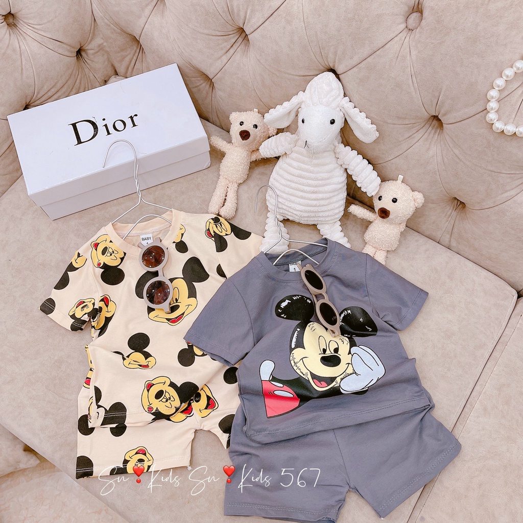 Bộ cộc tay chất Cotton tàu, họa tiết mickey cực đẹp cho bé trai bé gái thoáng mát mùa hè Namkidshop (V543)