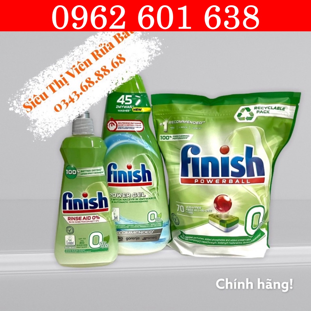 BỘ VIÊN RỬA FINISH ECO 0% [MÙI DỊU, AN TOÀN CHO SỨC KHỎE]