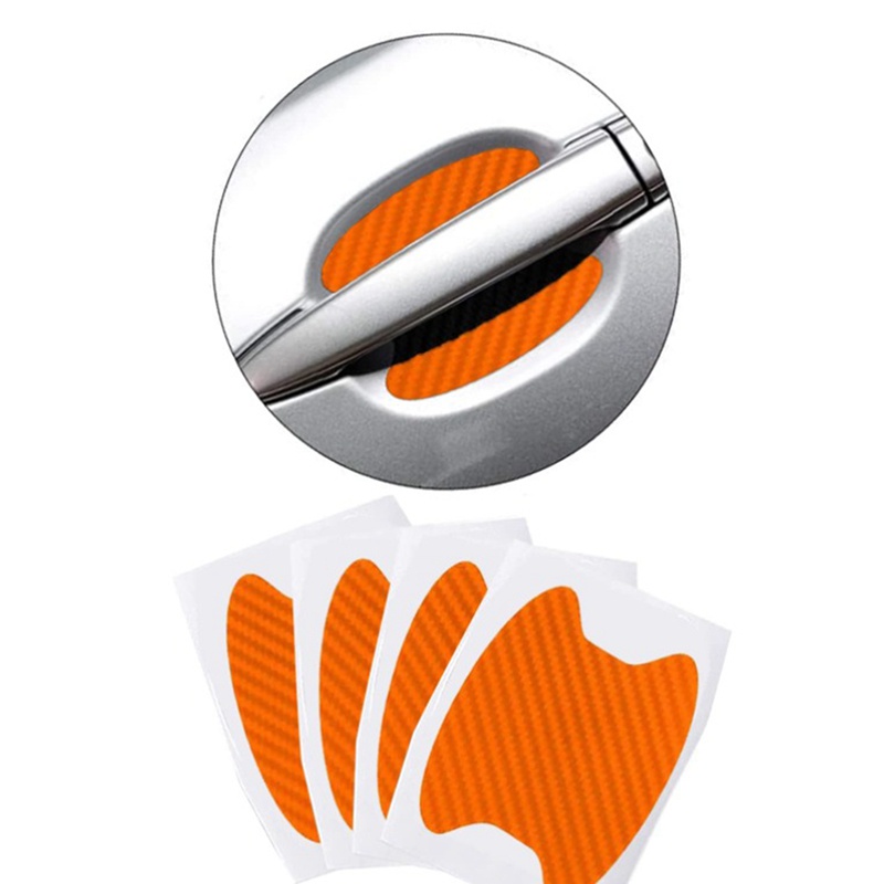 Miếng dán tay nắm cửa 4 cái , Tấm bảo vệ cốc cửa chống xước bằng sợi Carbon , Phù hợp với hầu hết các tay nắm ô tô 6.8X8.5cm