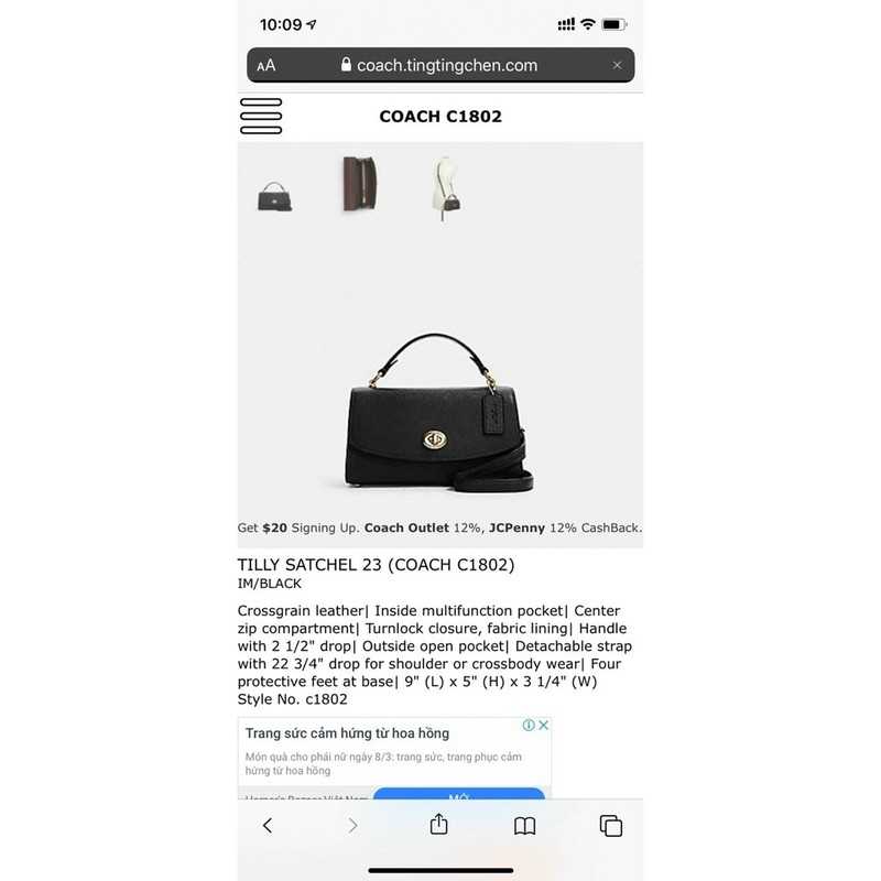 Túi xách C0ach Tilly Satchel xinh xắn