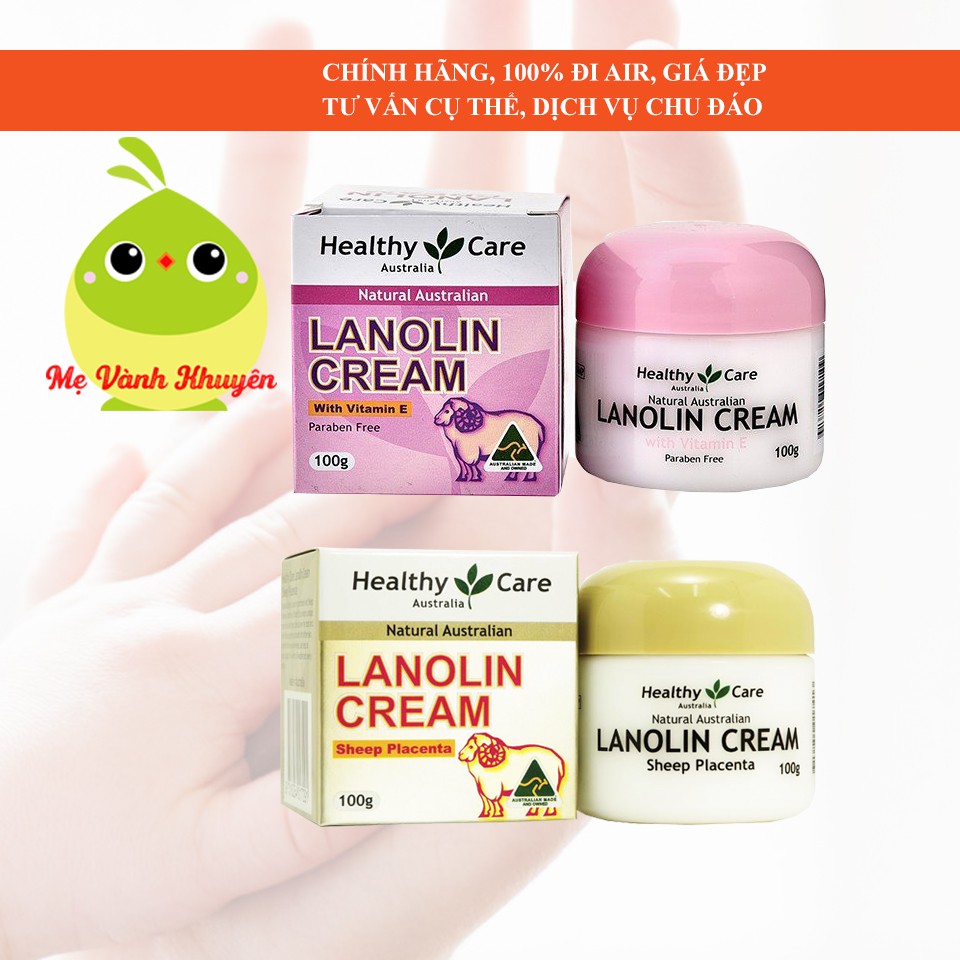 Kem dưỡng ẩm mỡ cừu Healthy Care Lanolin Cream Sheep Plancenta - Vitamin E, Úc