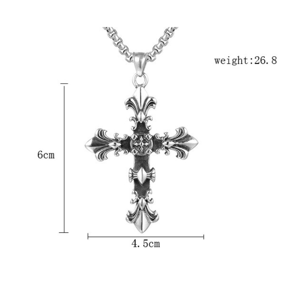 Dây chuyền Titan Chrome Heart Cross phong cách retro Gothic - NL070 - Aluha