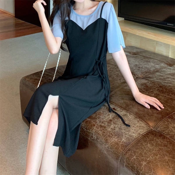 Đầm midi Dáng Dài Màu Đen Phong Cách Hàn Quốc Thời Trang Mùa Hè Xinh Xắn Cho Mẹ Bầu