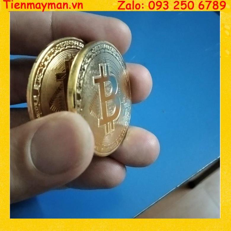 BÃO GIÁ - Đồng xu may mắn Bitcoin Mạ vàng 24 + Hộp nhựa đi kèm