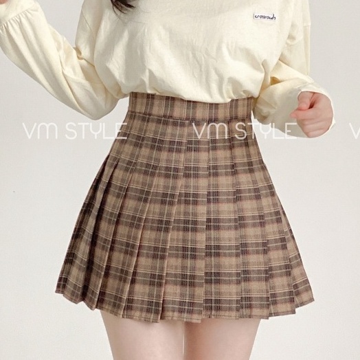 Chân váy ngắn chữ A xếp ly caro, chân váy tennis kèm quần lót bên trong thời trang Hàn Quốc VM STYLE 21CV11JM2201