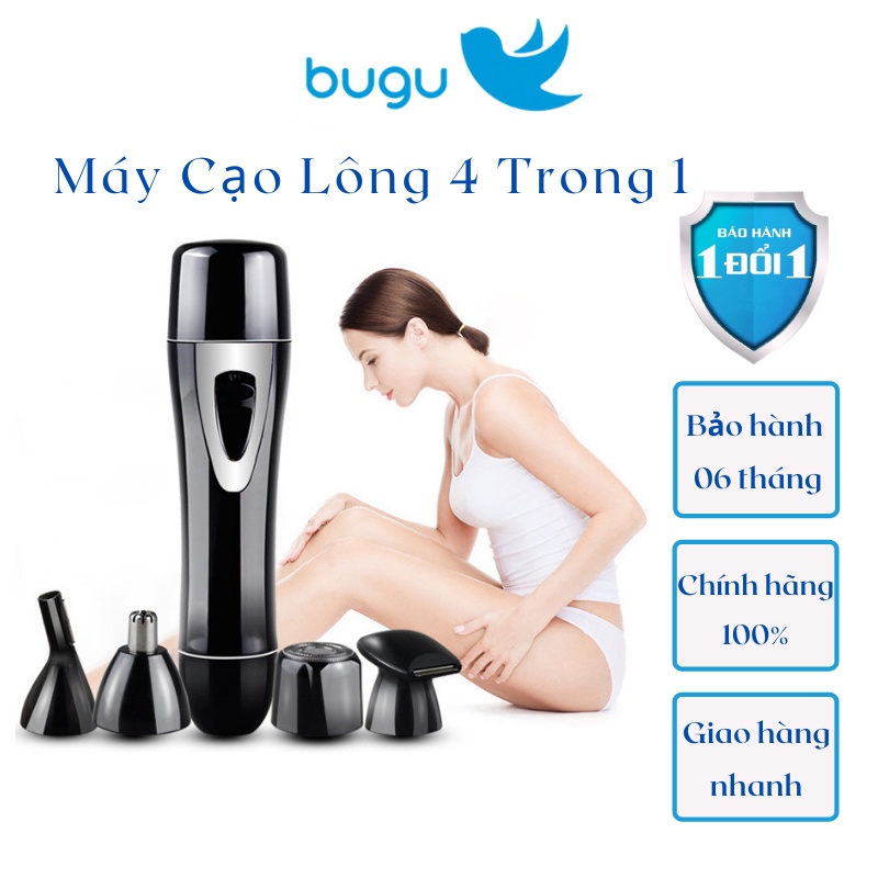 Máy Cạo Lông Toàn Thân Đa Năng Bugu BZ-3563B 4 In 1 Cạo Lông Mày Vùng Kín Mặt Nách Chân Tay Tỉa Lông Mũi