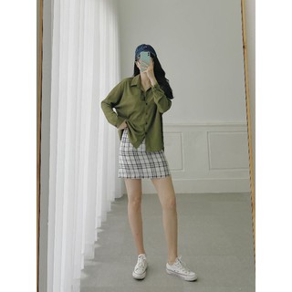 Chân váy caro trắng