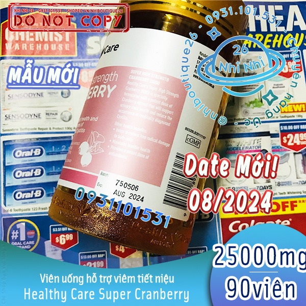 ⛳️HSD: 02/2024⛳️ Healthy Care Super Cranberry 25000mg 90 viên ⛳️ Chuẩn Chemist Warehouse ⛳️