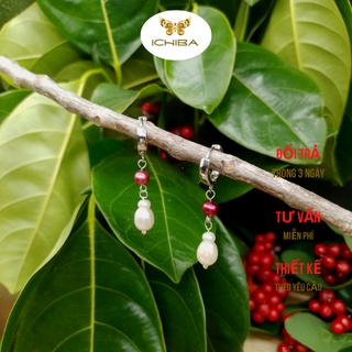 Bông tai, hoa tai thả hạt mặn đẹp, mạ bạc 925
