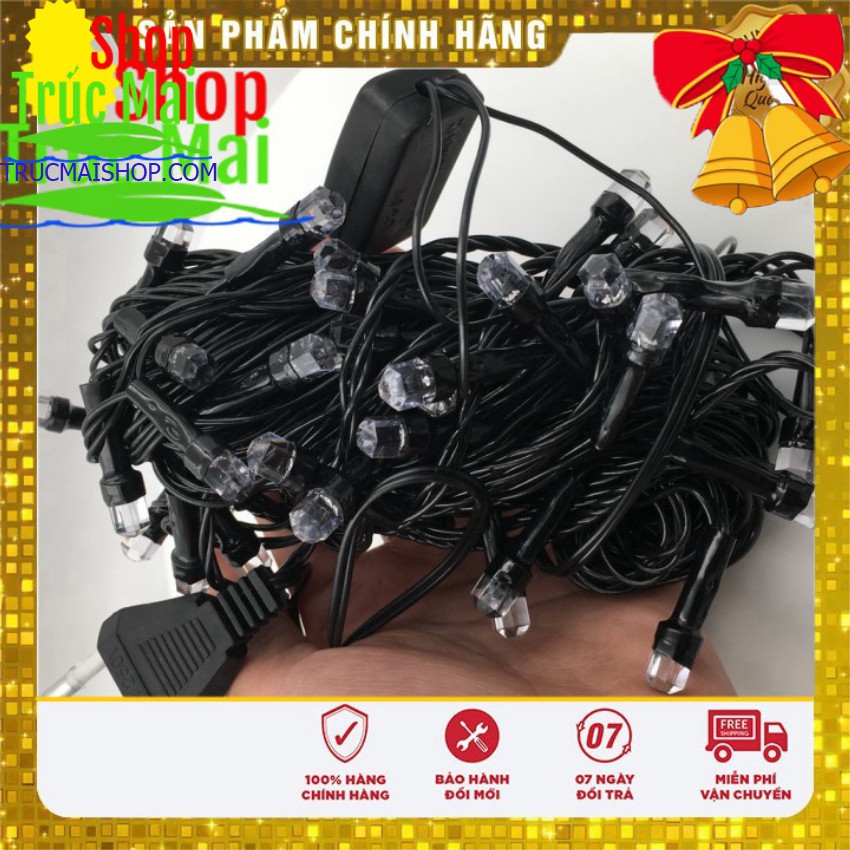 Dây đèn nháy trang trí dài 50m bóng LED Kim Cương đa sắc