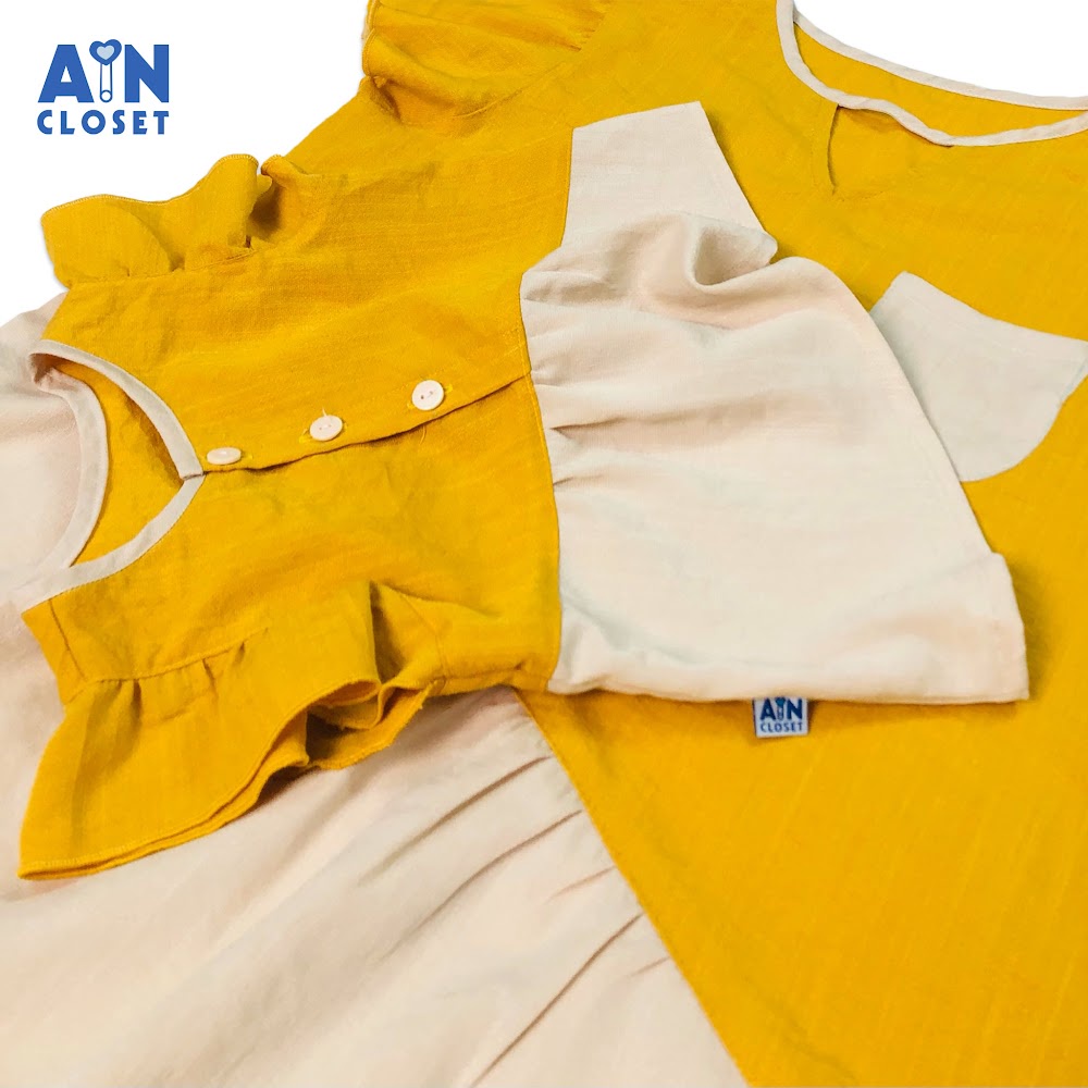 Bộ quần áo ngắn cho mẹ Vàng be đũi xước - AICDMEZVHZ51 - AIN Closet
