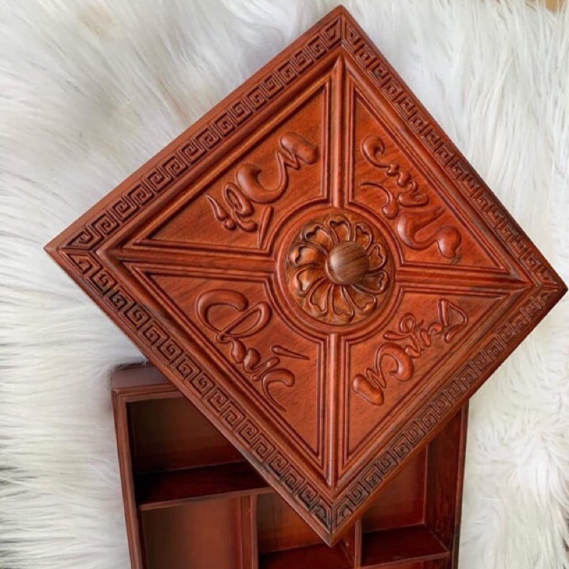 Khay Đựng Bánh Kẹo Tết Gỗ Hương  Chúc Mừng Năm Mới