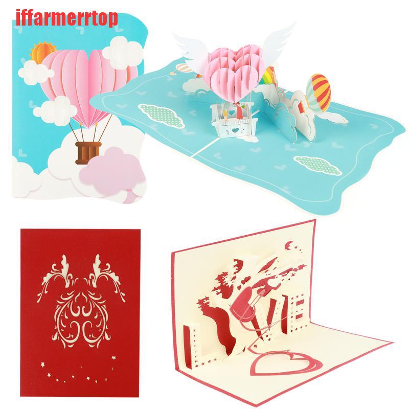 {iffarmerrtop}2 Pack Autumn Maple Tree Pop Up Greeting Cards and Hot Air Balloon Handmade Card EQK