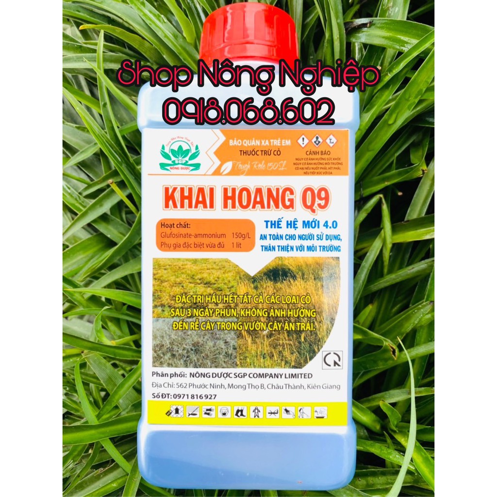 KHAI HOANG Q9 900ml, sản phẩm trừ cỏ cháy nhanh thế hệ mới, diệt các loại cỏ