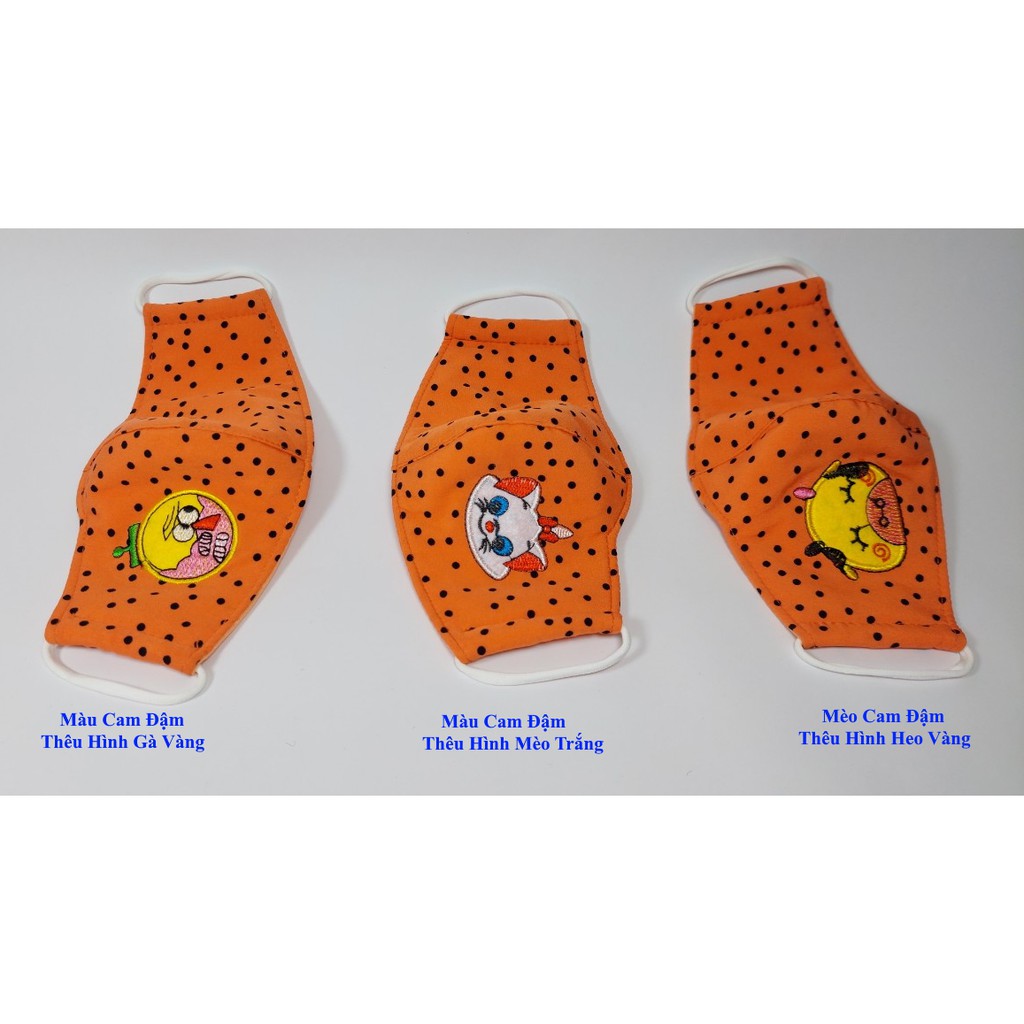 KHẨU TRANG TRẺ EM In chấm bi Thêu hình thú cưng Chất liệu vải Dày 3 lớp Chống nắng Phòng dịch bệnh Thương hiệu MINH ANH | BigBuy360 - bigbuy360.vn