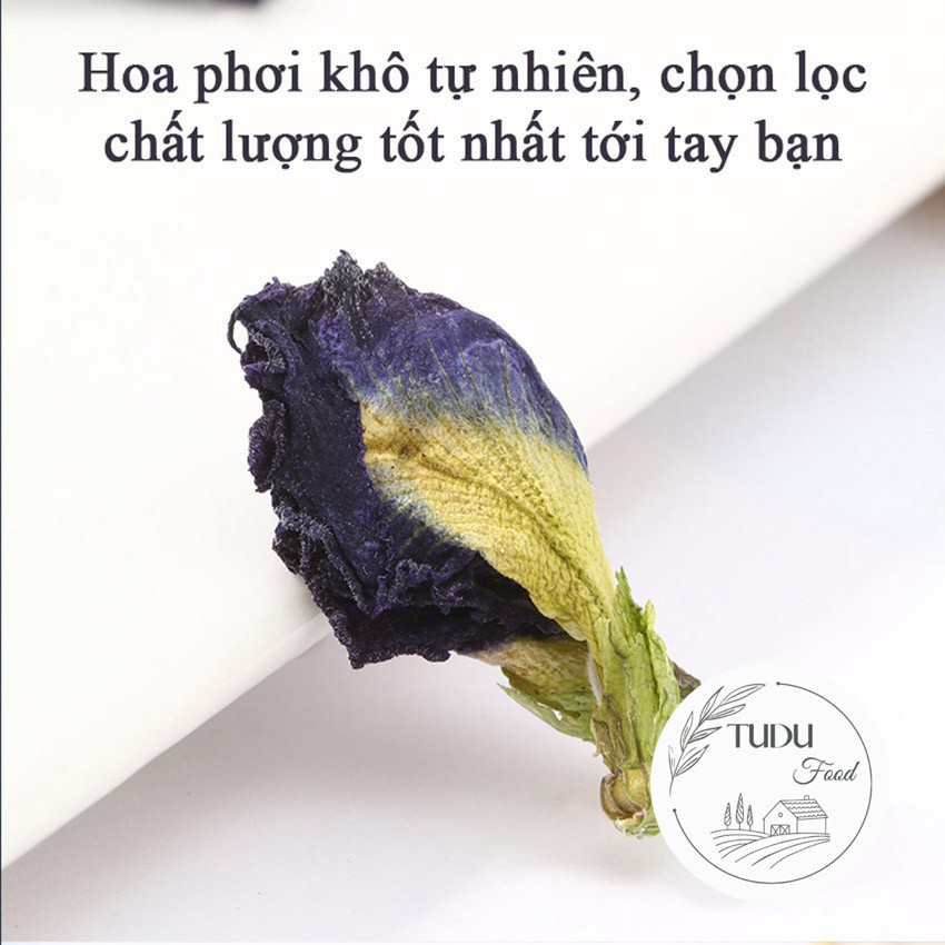 100g Trà Hoa Đậu Biếc Sấy Khô Loại 1 Tudu Food Chất Lượng Tốt, Có Lợi Cho Sức Khỏe, Đóng Gói Túi Zip Giấy Thực Phẩm