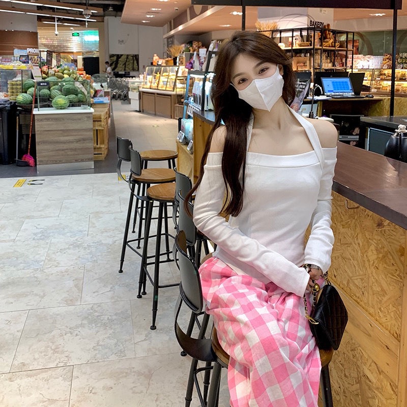 Happy-store  Áo Thun Trễ Vai Thiết Kế Quyến Rũ Thời Trang Dành Cho Nữ