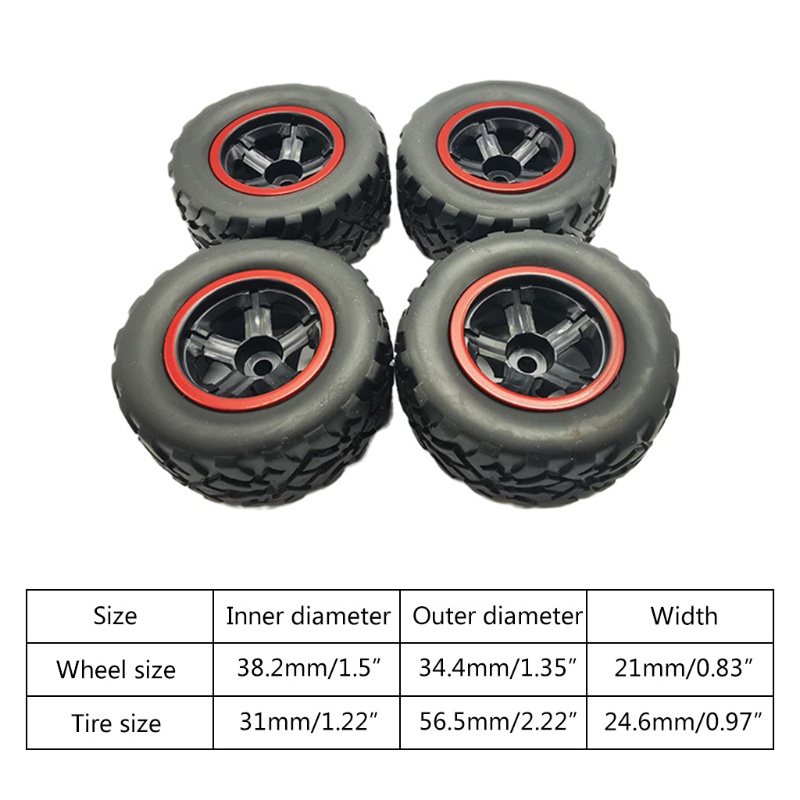 Bộ 4 Bánh Xe Cao Su Thay Thế Cho Xe Điều Khiển WPL D12 RC