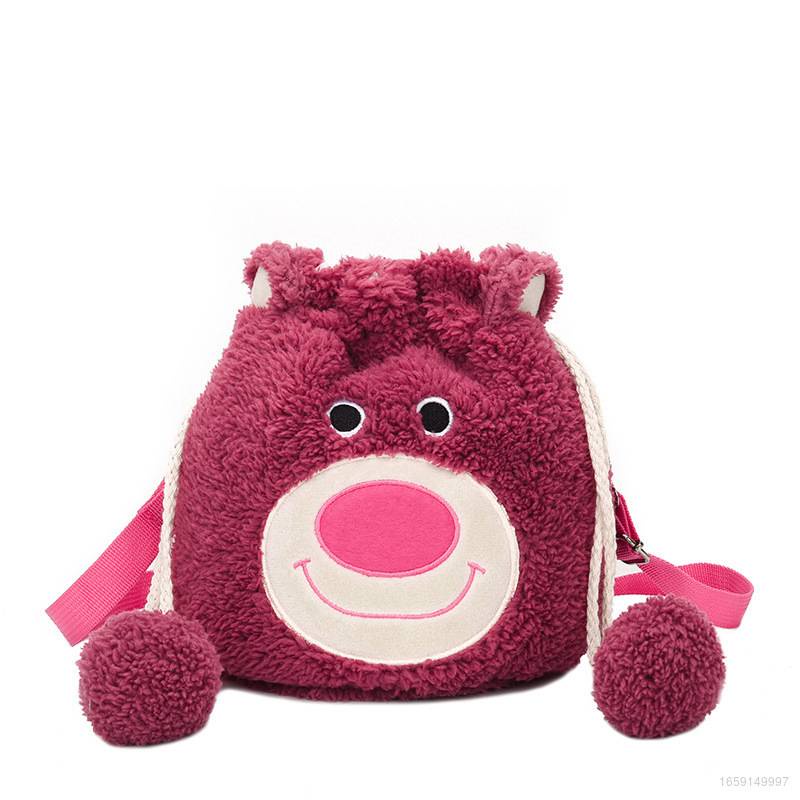 Túi Đeo Chéo Hình Gấu Bông Mềm Mại Dễ Thương Có Dây Rút Dành Cho Bé Gái Ns3 Lotso