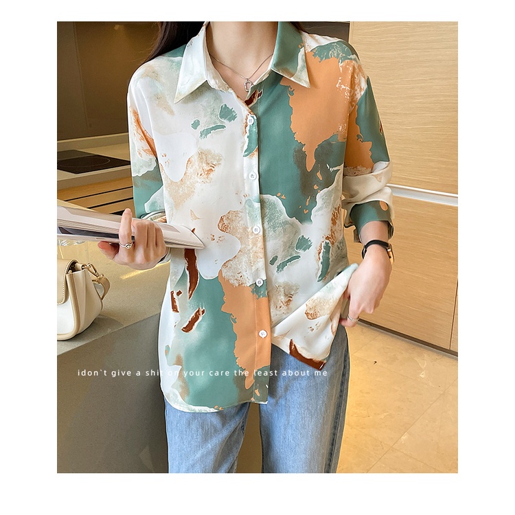 Áo Sơ Mi chiffon Tay Dài In Họa Tiết Phong Cách retro Thời Trang Mùa Thu Mới Cho Nữ