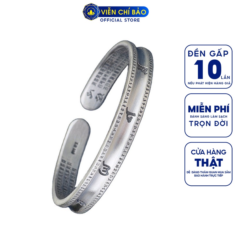 Kiềng tay bạc nữ Lục Tự Thần Chú chất liệu bạc Thái 925 thời trang phụ kiện trang sức Viễn Chí Bảo L000420