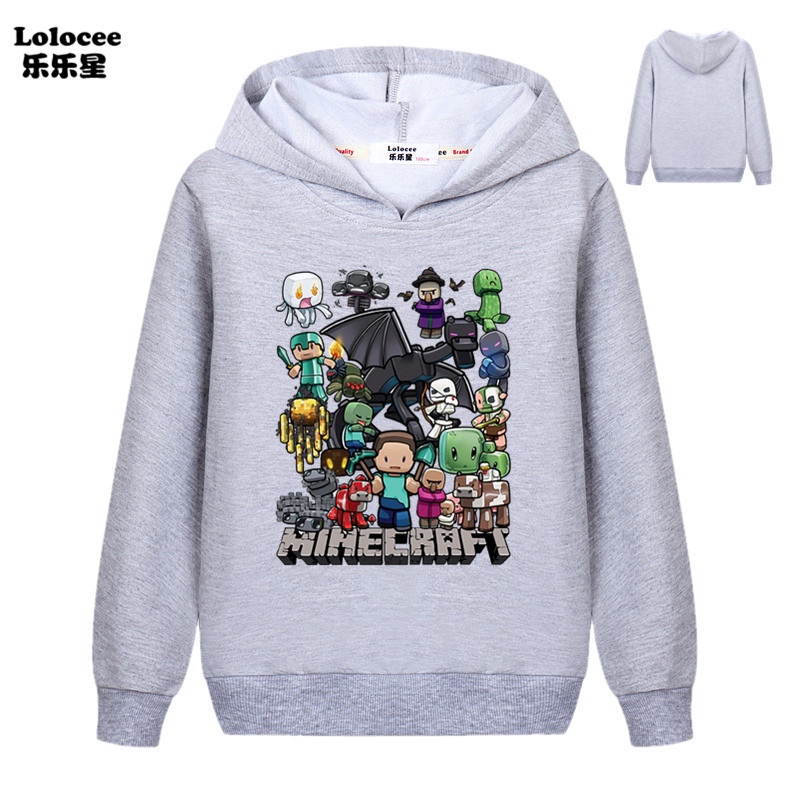 Áo Hoodie Tay Dài In Hình Trò Chơi Minecraft Cho Bé 4-14 Tuổi