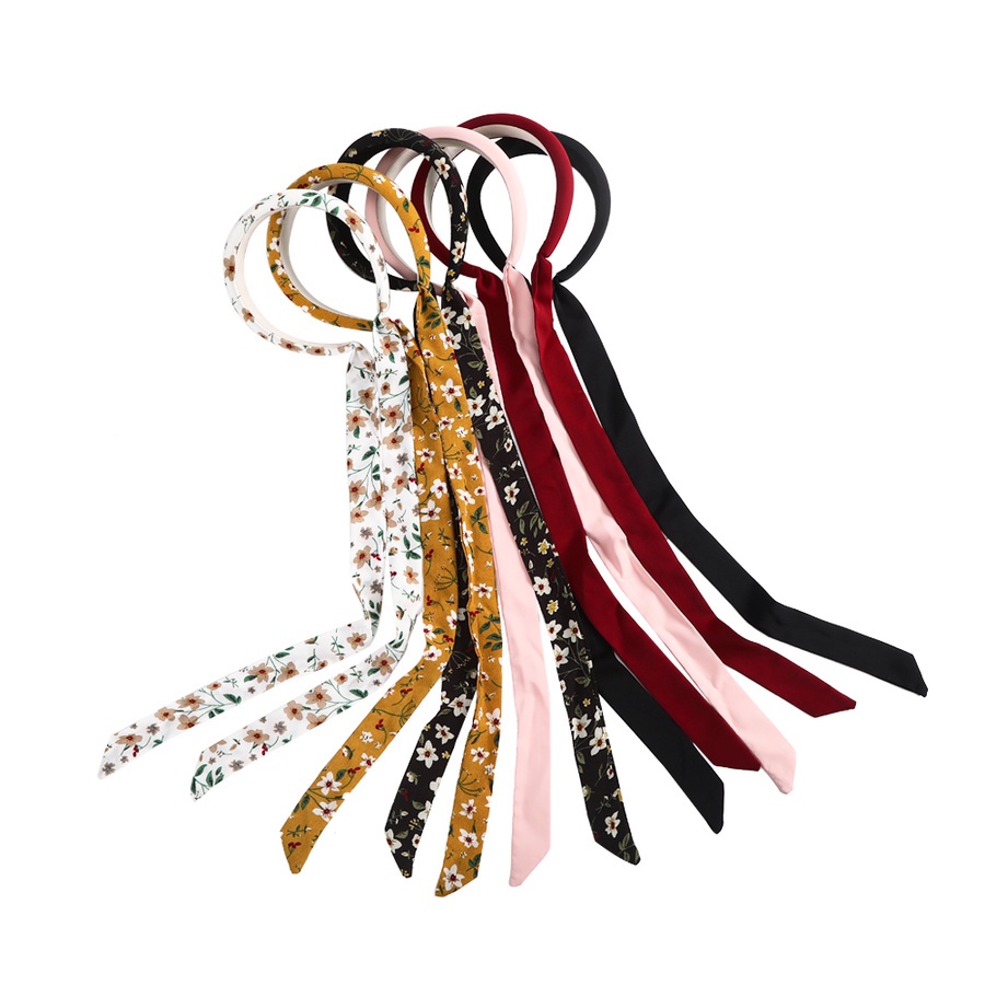 Băng đô thắt nơ ruy băng bản rộng in họa tiết dễ thương phong cách Hàn Quốc thời trang dành cho nữ