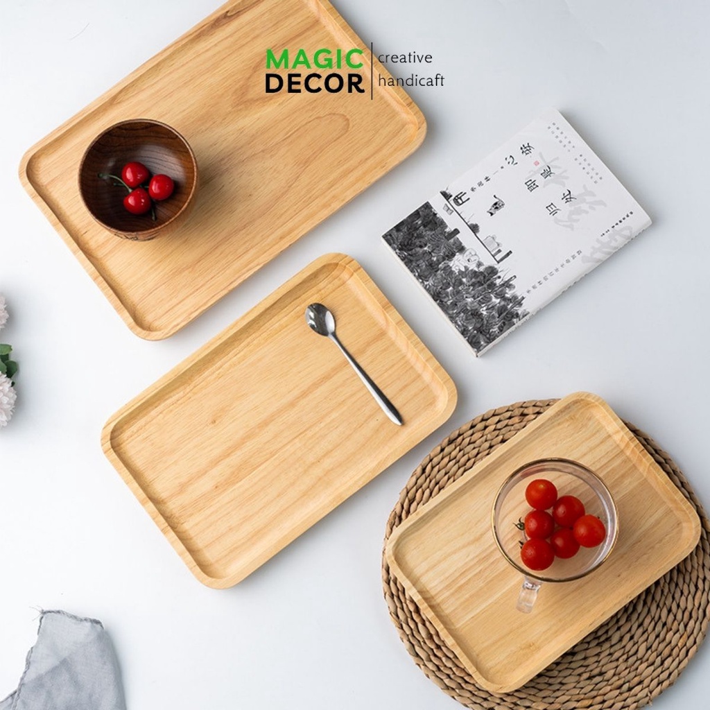 Khay Gỗ Chữ Nhật tần bì Đựng Đồ Ăn Nhiều Kích Thước - Magichomedecor