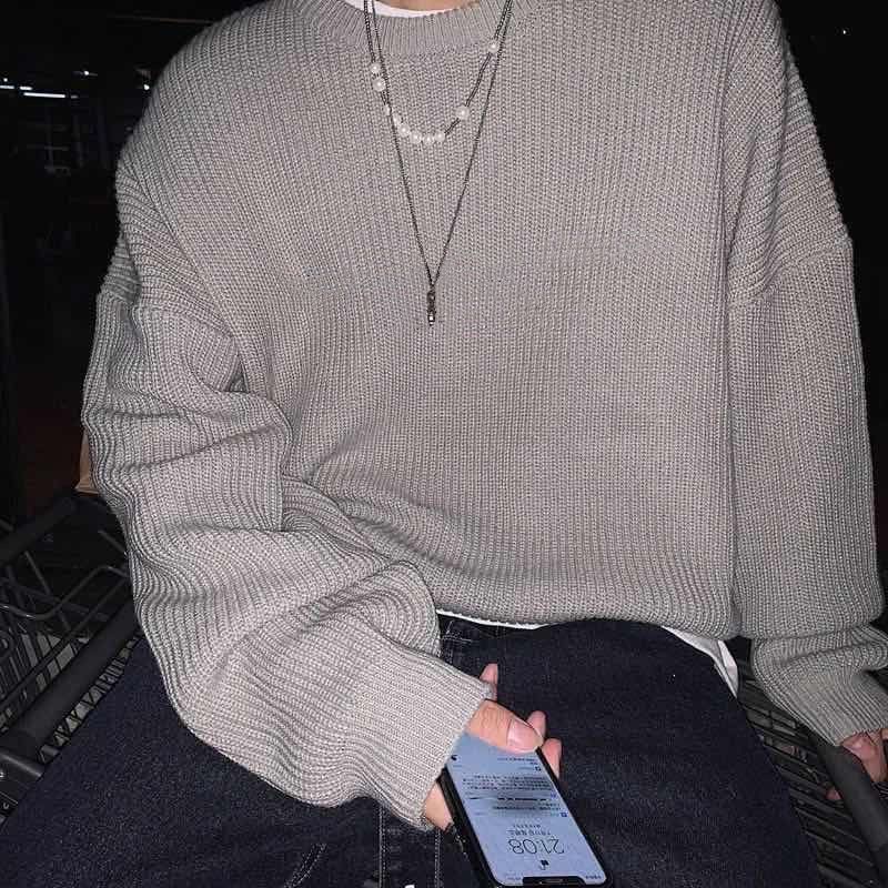 Áo Sweater Cổ Tròn Dáng Rộng Thời Trang Mùa Thu Đông Theo Phong Cách Hàn Quốc Dành Cho Nam