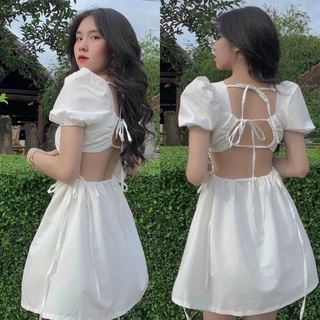 ĐẦM CỔ U TAY PHỒNG KHOÉT EO (KÈM VIDEO HÌNH THẬT)