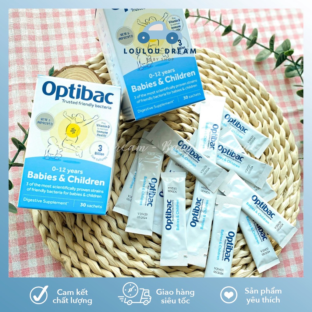 Men vi sinh Optibac xanh dương Babies &amp; Children cho bé từ 0 đến 12 tuổi hộp 30 gói [CHÍNH HÃNG UK]