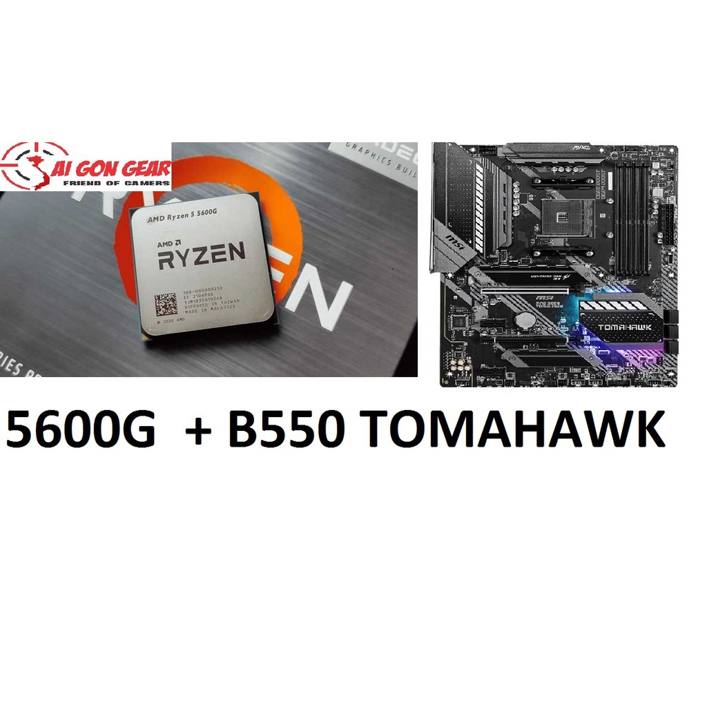 Combo CPU AMD Ryzen 5 5600G BOX HÃNG + B550 TOMAHAWK