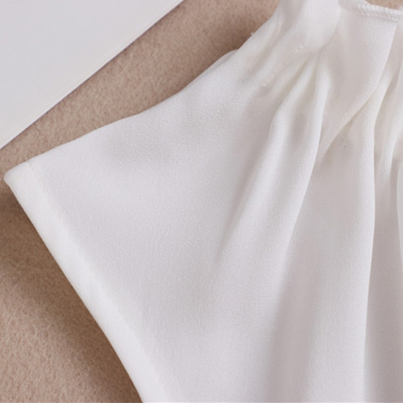 Xiangbao Áo Tank Top Voan Xếp Ly Bán Nguyệt Không Tay Phối Bèo Cho Nữ